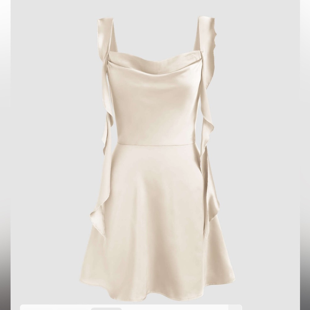 CIDER SATIN RUCHED RUFFLE HEM MINI DRESS Size Small